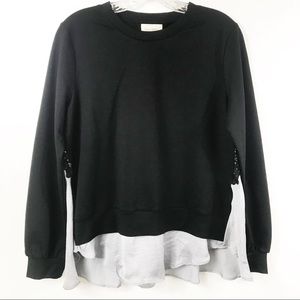 NWOT Melló Day Layered Ruffle & Lace Sweater